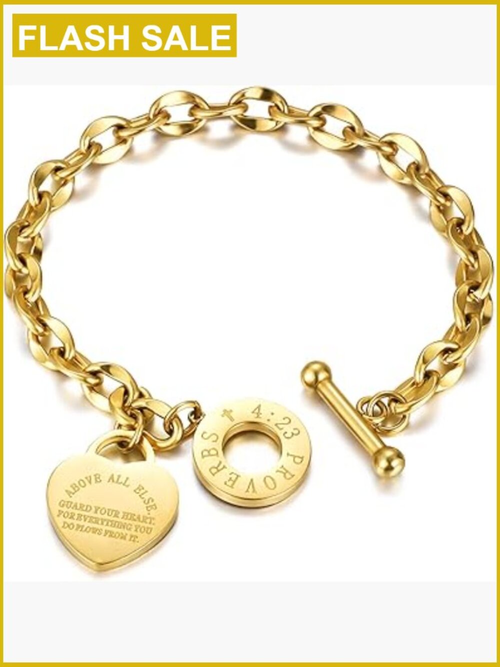 Bible Verse Heart Charm Bracelet Link Chain OT Clasp
